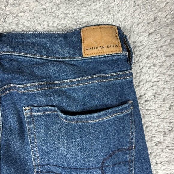 American Eagle Jeans Womens 8 Long Hi Rise Jegging Crop Next Level Stretch Dark - Picture 6 of 6